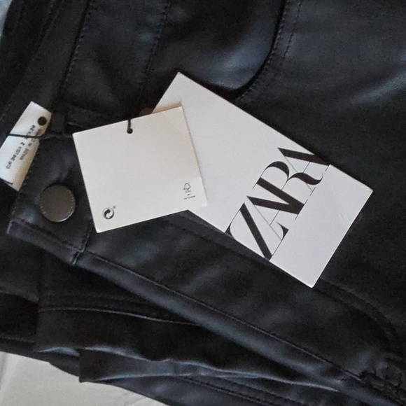 ZARA FLARED FAUX LEATHER  Pants BLACK Size 2 - Picture 11 of 11
